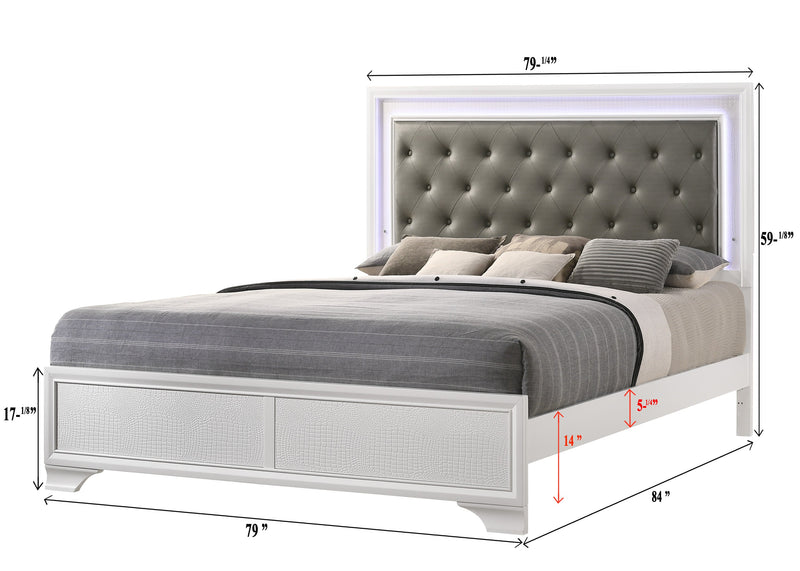 Lyssa Frost King LED Upholstered Panel Bed - Gate FurnitureKing Bed