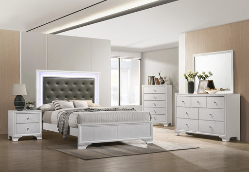 Lyssa Frost LED Upholstered Panel Bedroom Set - Gate FurnitureBedroom Set