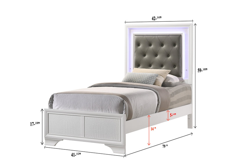 Lyssa Frost LED Upholstered Panel Youth Bedroom Set - Gate FurnitureYouth Bedroom Set