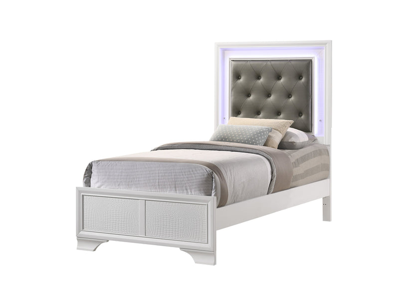 Lyssa Frost LED Upholstered Panel Youth Bedroom Set - Gate FurnitureYouth Bedroom Set