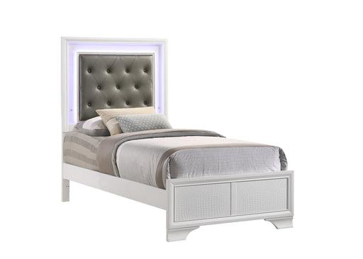 Lyssa Frost Twin LED Upholstered Panel Bed - Gate FurnitureTwin Bed