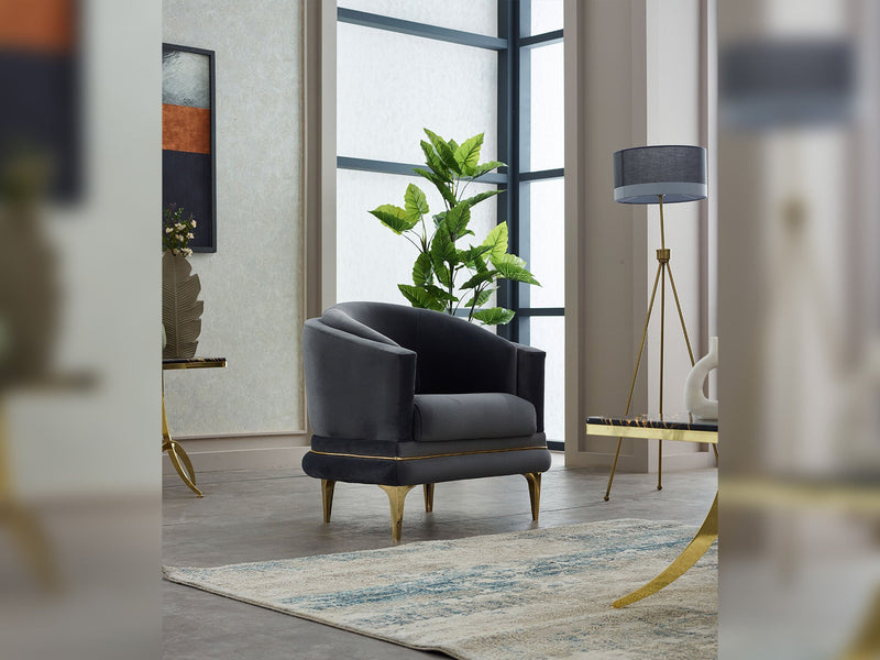 Mabel 3-pieces (Sofa & Loveseat & Chair) Livingroom in Anthracite - 200-SIM-MAB-VELVET412-321