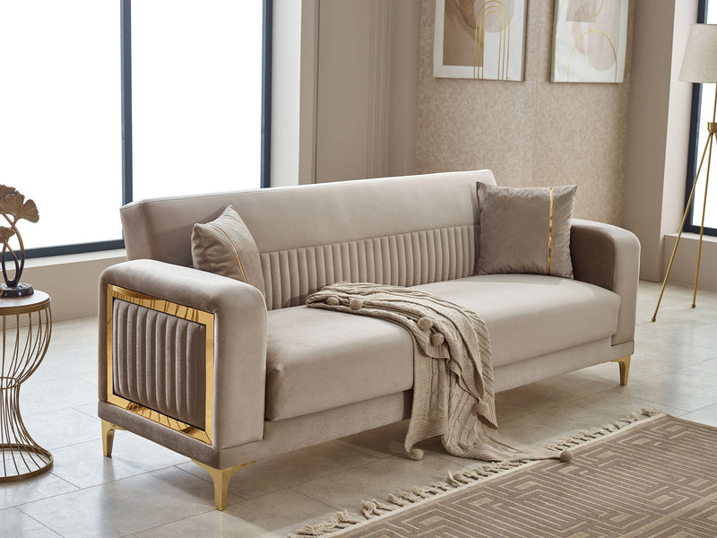 Mabel Convertible Sofa in Beige - 200-SIM-MAB-VELVET260-3