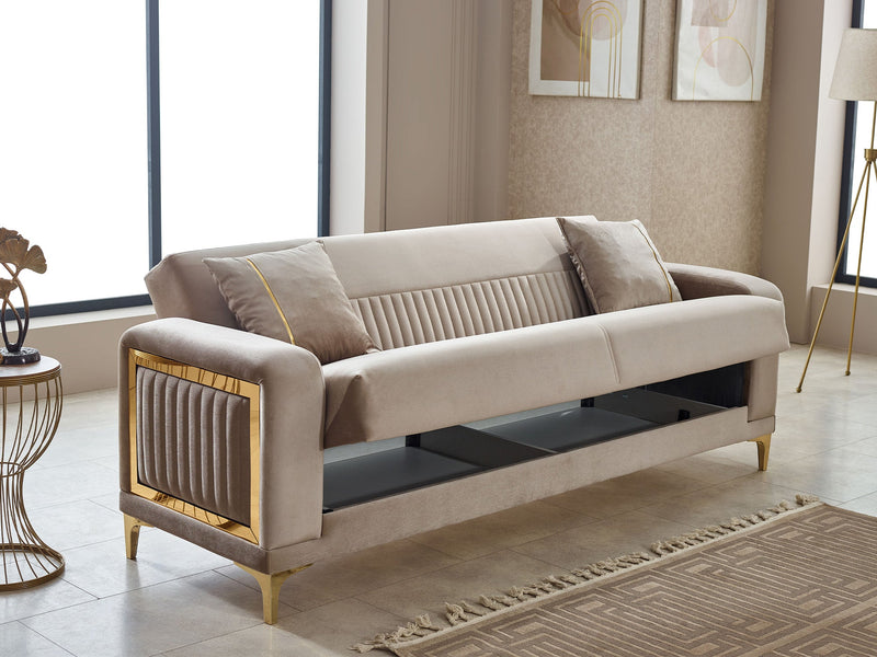 Mabel Convertible Sofa in Beige - 200-SIM-MAB-VELVET260-3