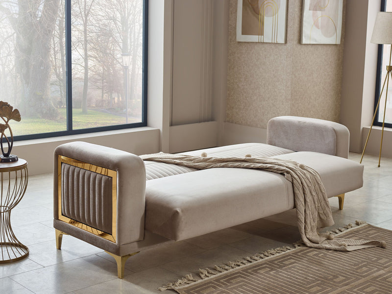 Mabel Convertible Sofa in Beige - 200-SIM-MAB-VELVET260-3