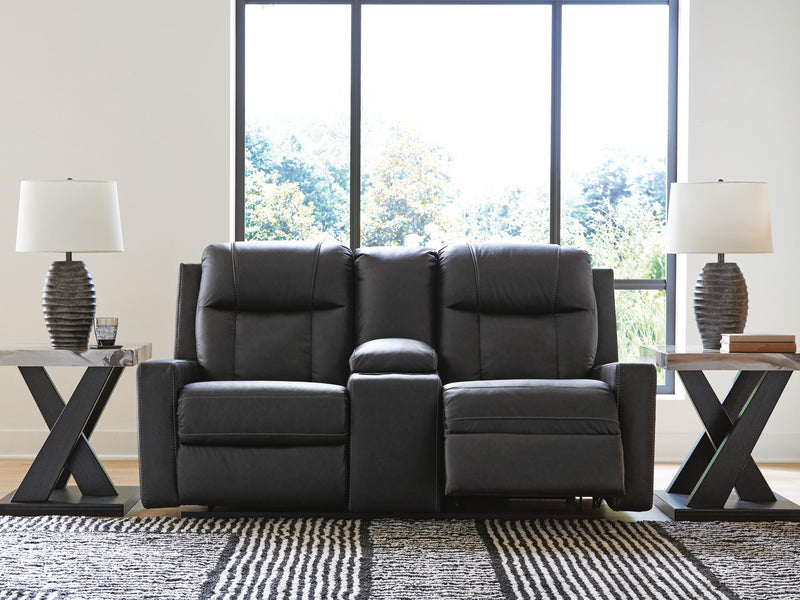 Mackmenville Carbon Reclining Loveseat with Console - 7471394