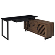 Maddox 60-inch L-Shape Office Computer Desk Black and Walnut - 801861