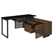Maddox 60-inch L-Shape Office Computer Desk Black and Walnut - 801861