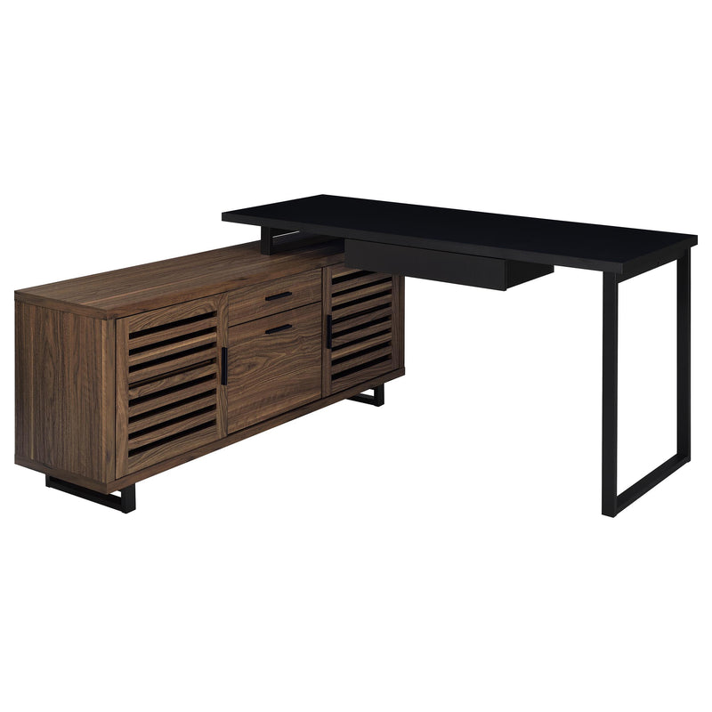 Maddox 60-inch L-Shape Office Computer Desk Black and Walnut - 801861