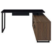 Maddox 60-inch L-Shape Office Computer Desk Black and Walnut - 801861