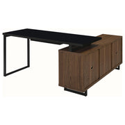 Maddox 60-inch L-Shape Office Computer Desk Black and Walnut - 801861
