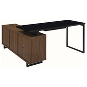 Maddox 60-inch L-Shape Office Computer Desk Black and Walnut - 801861