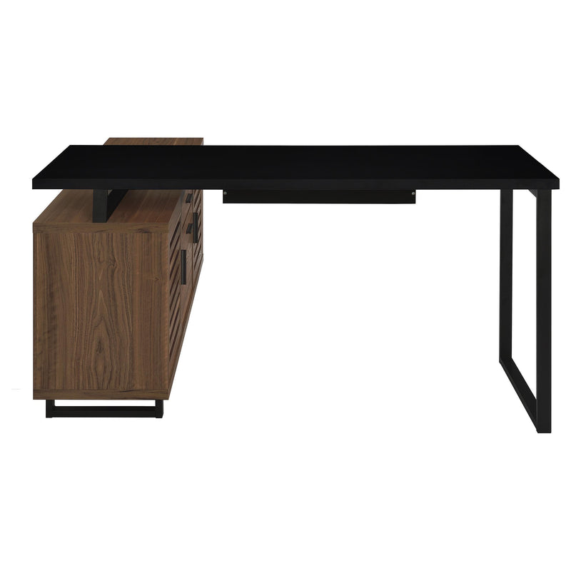 Maddox 60-inch L-Shape Office Computer Desk Black and Walnut - 801861