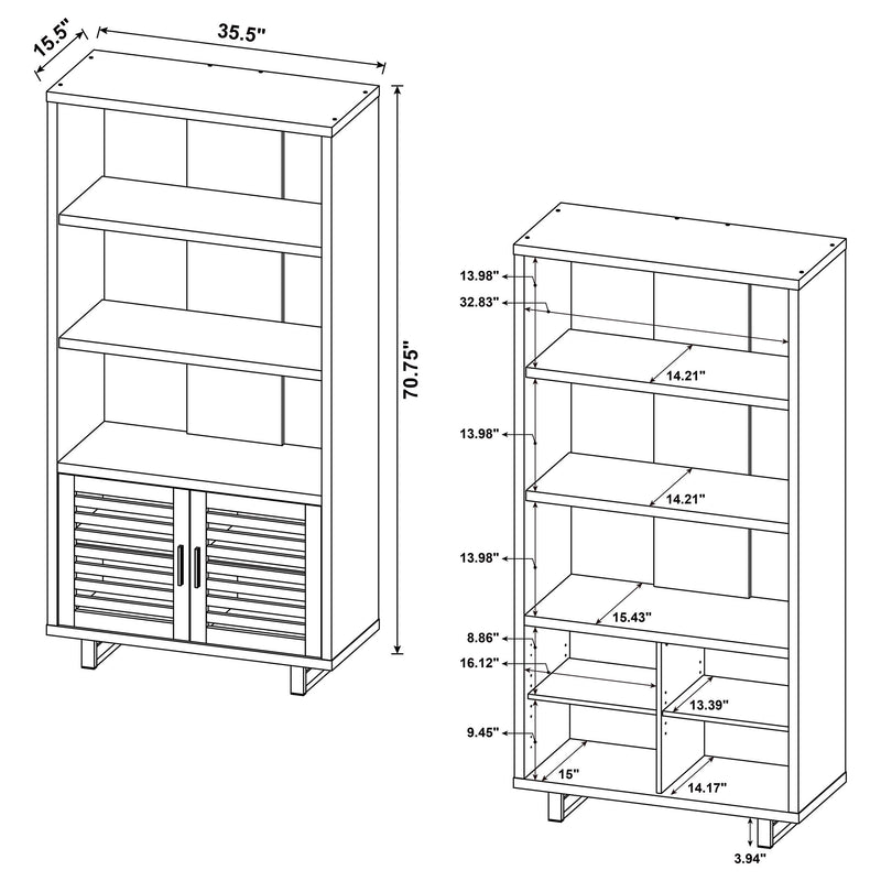 Maddox 71-inch 3-shelf Cabinet Bookcase Walnut - 801863