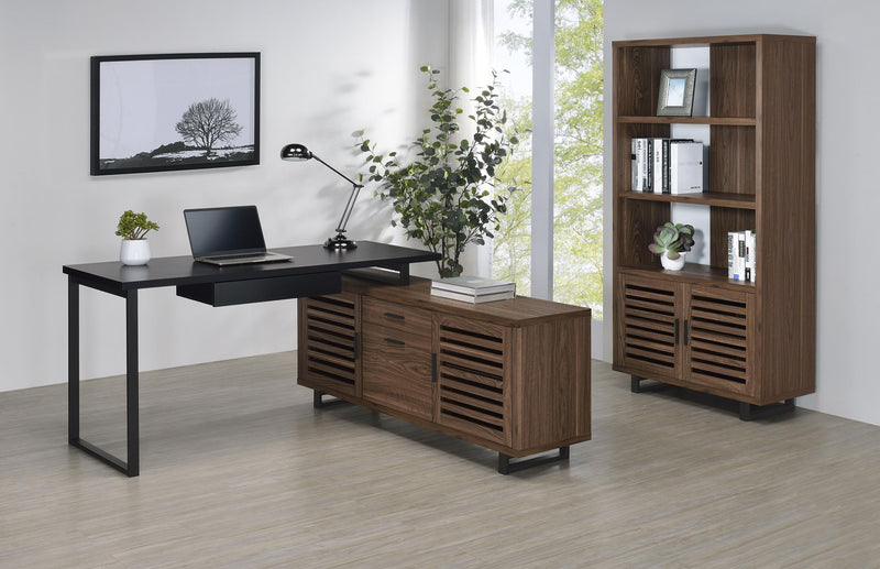 Maddox 71-inch 3-shelf Cabinet Bookcase Walnut - 801863