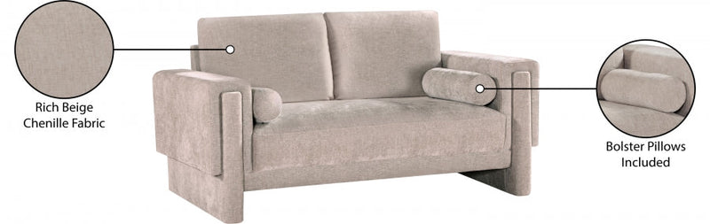Madeline 65" Chenille Fabric Upholstered Loveseat in Beige - 152Beige-L