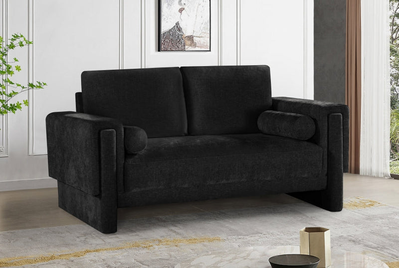 Madeline 65" Chenille Fabric Upholstered Loveseat in Black - 152Black-L