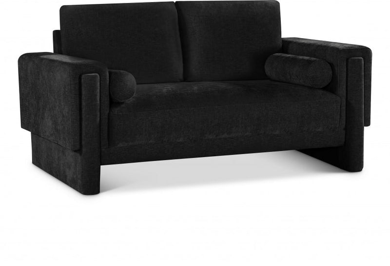 Madeline 65" Chenille Fabric Upholstered Loveseat in Black - 152Black-L