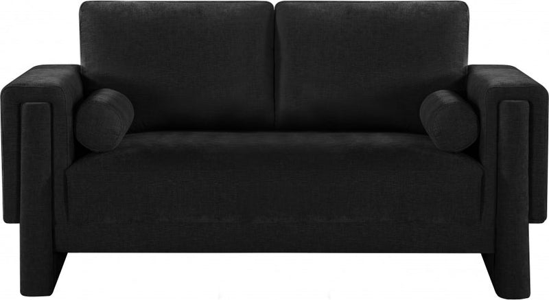 Madeline 65" Chenille Fabric Upholstered Loveseat in Black - 152Black-L