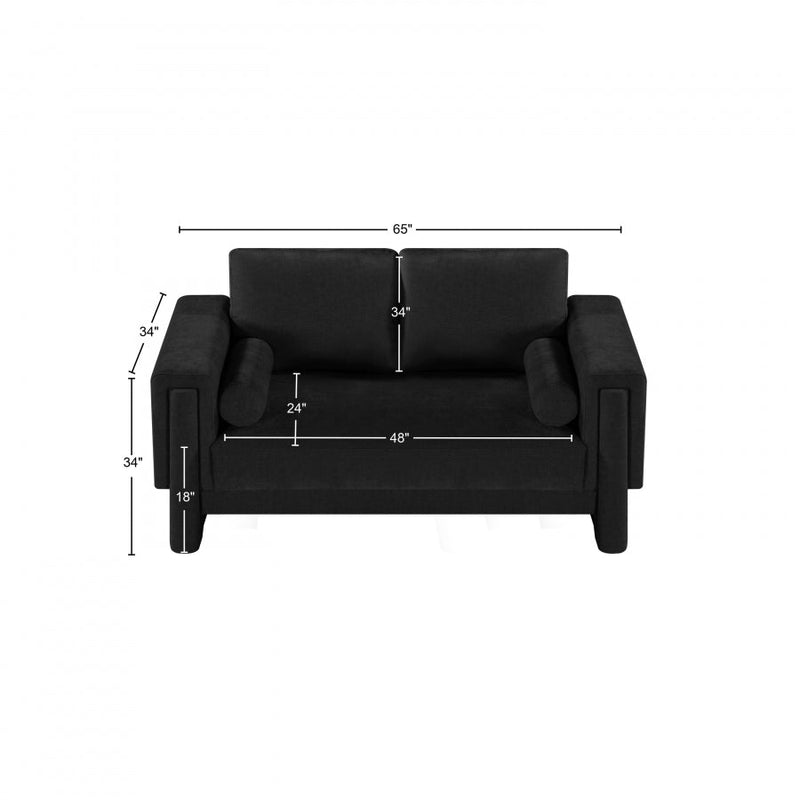 Madeline 65" Chenille Fabric Upholstered Loveseat in Black - 152Black-L