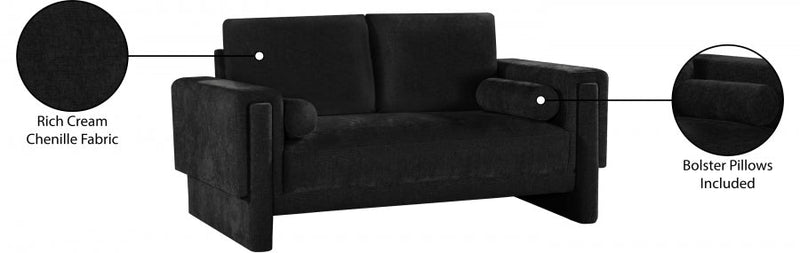 Madeline 65" Chenille Fabric Upholstered Loveseat in Black - 152Black-L
