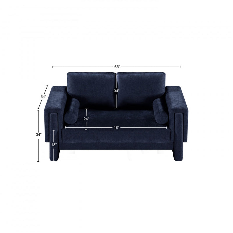 Madeline 65" Chenille Fabric Upholstered Loveseat in Blue - 152Navy-L