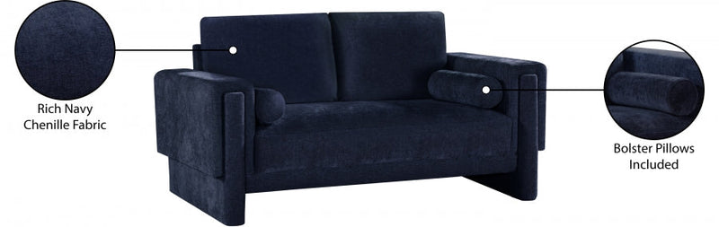 Madeline 65" Chenille Fabric Upholstered Loveseat in Blue - 152Navy-L
