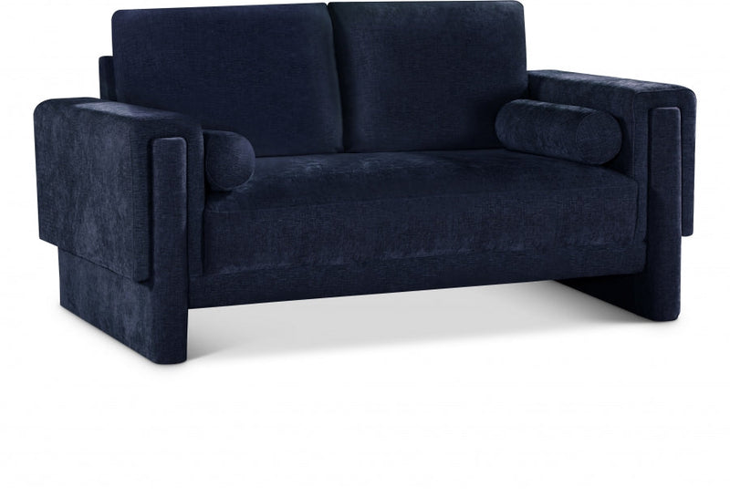 Madeline 65" Chenille Fabric Upholstered Loveseat in Blue - 152Navy-L