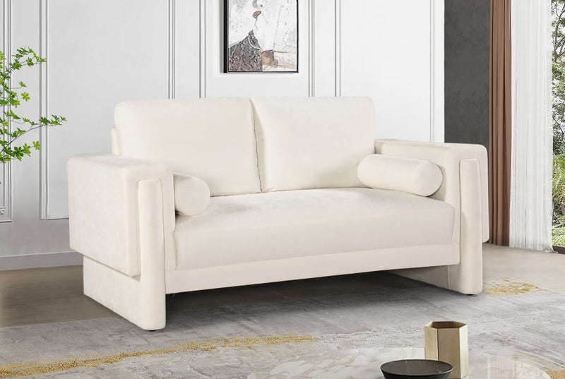 Madeline 65" Chenille Fabric Upholstered Loveseat in Cream - 152Cream-L