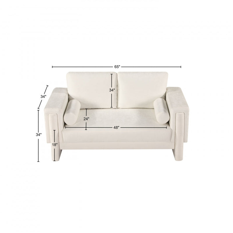 Madeline 65" Chenille Fabric Upholstered Loveseat in Cream - 152Cream-L