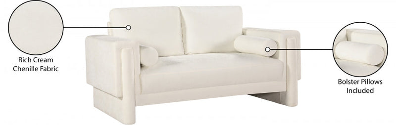Madeline 65" Chenille Fabric Upholstered Loveseat in Cream - 152Cream-L