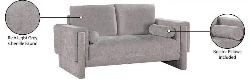 Madeline 65" Chenille Fabric Upholstered Loveseat in Grey - 152Grey-L