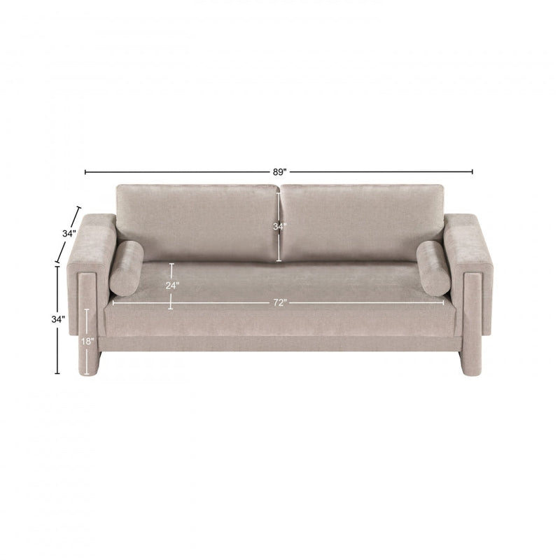 Madeline 89" Chenille Fabric Upholstered Sofa in Beige - 152Beige-S