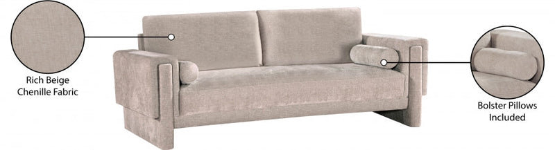Madeline 89" Chenille Fabric Upholstered Sofa in Beige - 152Beige-S