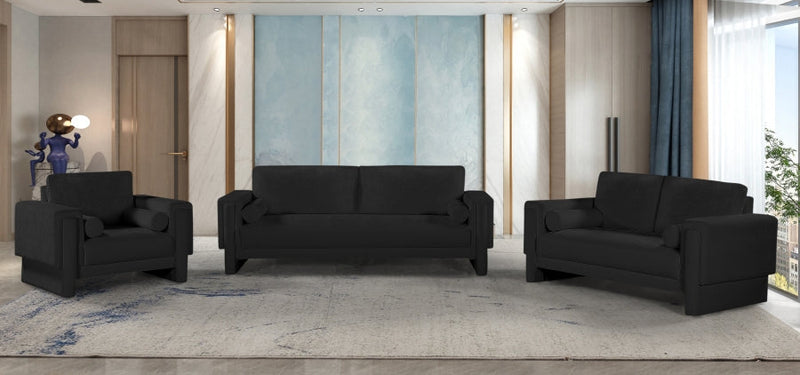 Madeline 89" Chenille Fabric Upholstered Sofa in Black - 152Black-S
