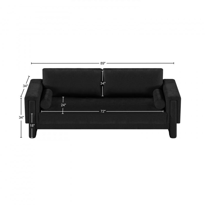 Madeline 89" Chenille Fabric Upholstered Sofa in Black - 152Black-S