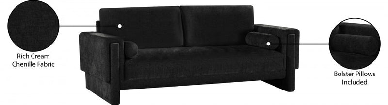 Madeline 89" Chenille Fabric Upholstered Sofa in Black - 152Black-S
