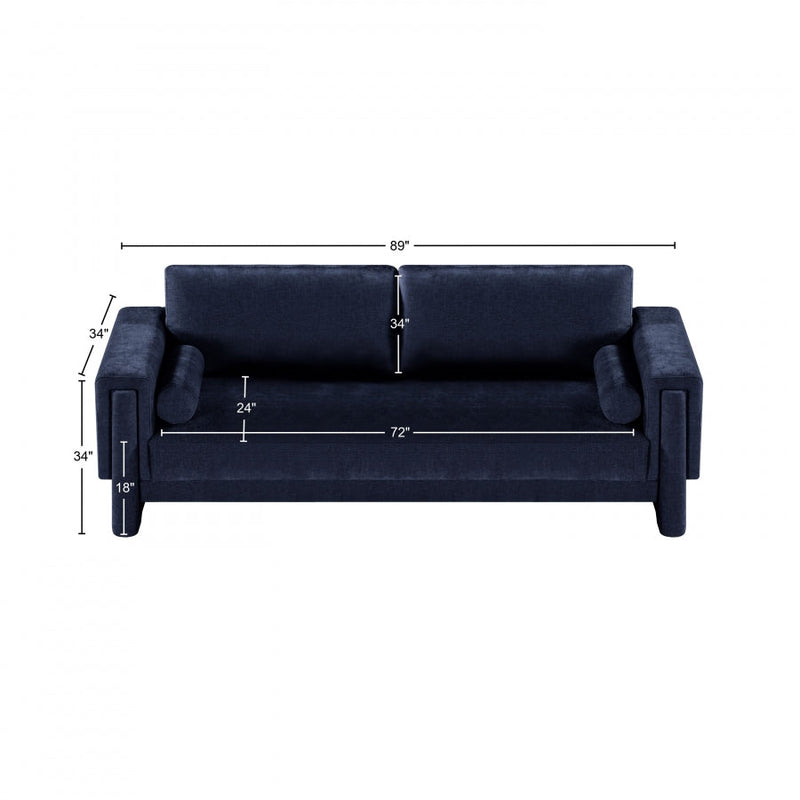 Madeline 89" Chenille Fabric Upholstered Sofa in Blue - 152Navy-S