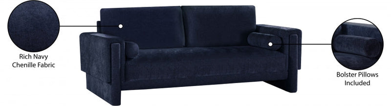 Madeline 89" Chenille Fabric Upholstered Sofa in Blue - 152Navy-S