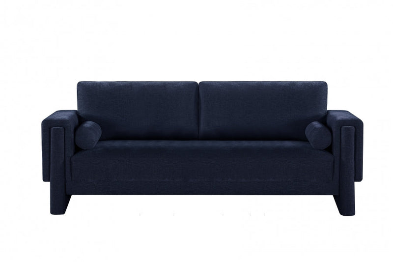 Madeline 89" Chenille Fabric Upholstered Sofa in Blue - 152Navy-S