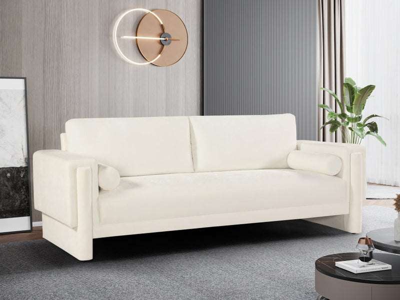 Madeline 89" Chenille Fabric Upholstered Sofa in Cream - 152Cream-S