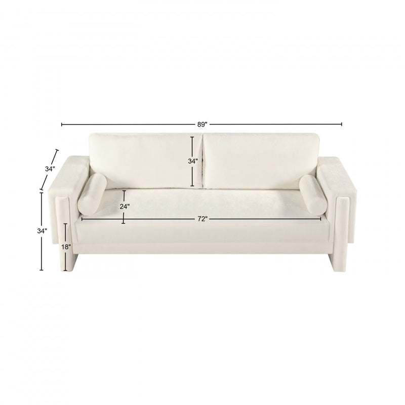 Madeline 89" Chenille Fabric Upholstered Sofa in Cream - 152Cream-S