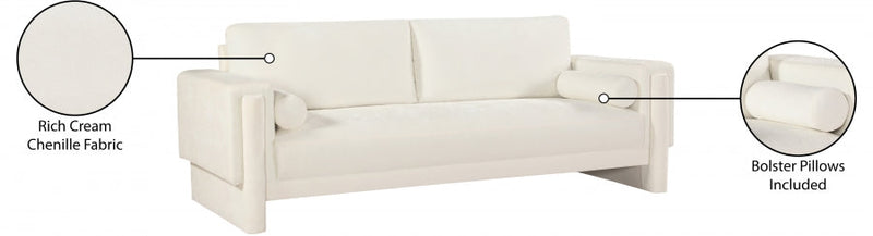 Madeline 89" Chenille Fabric Upholstered Sofa in Cream - 152Cream-S