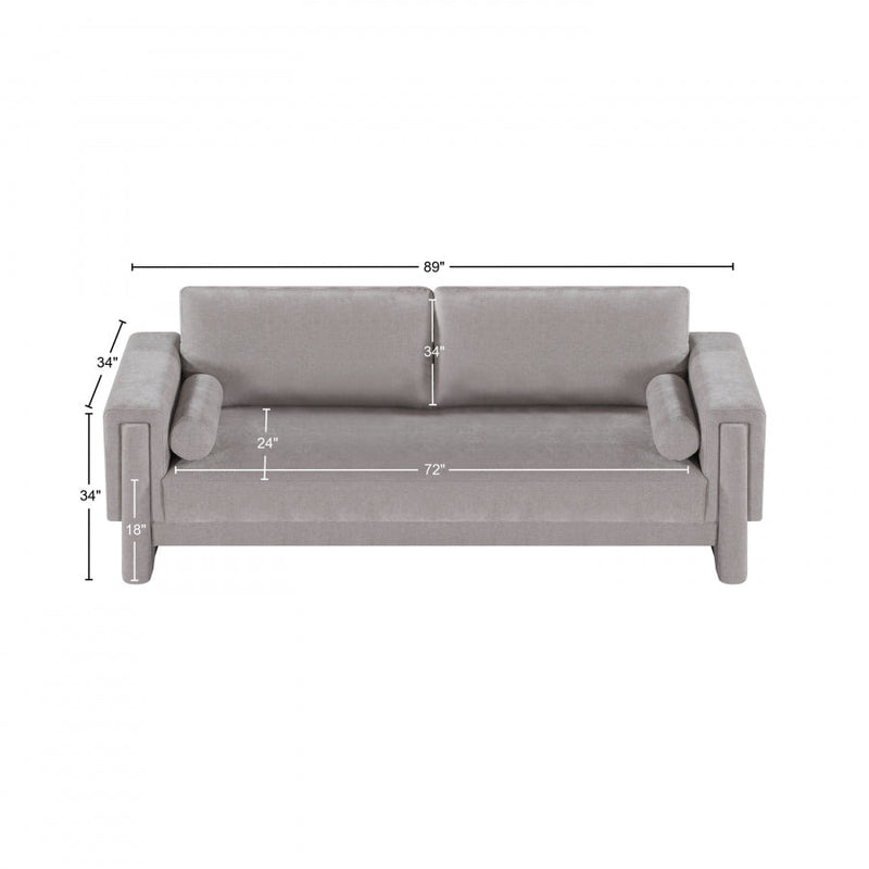 Madeline 89" Chenille Fabric Upholstered Sofa in Grey - 152Grey-S