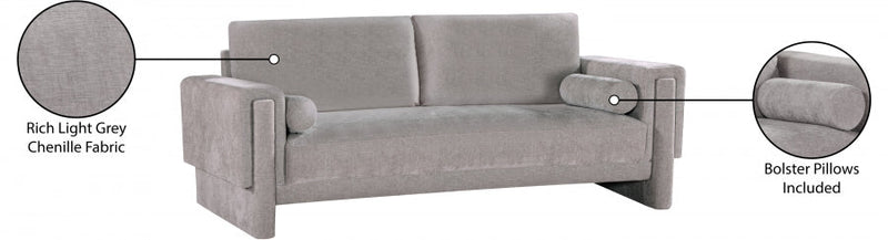 Madeline 89" Chenille Fabric Upholstered Sofa in Grey - 152Grey-S