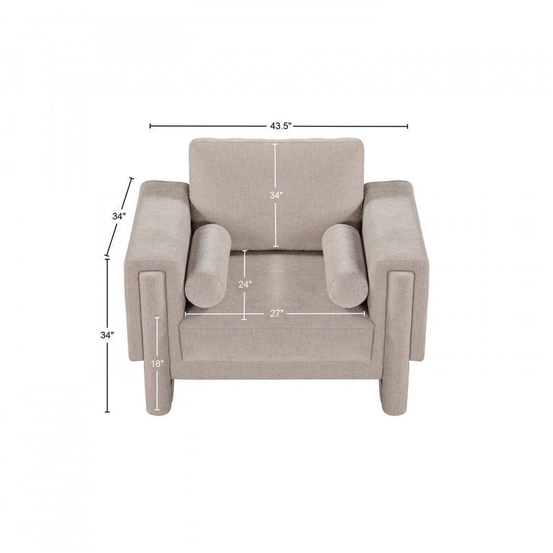 Madeline Chenille Fabric Upholstered Living Room Chair in Beige - 152Beige-C