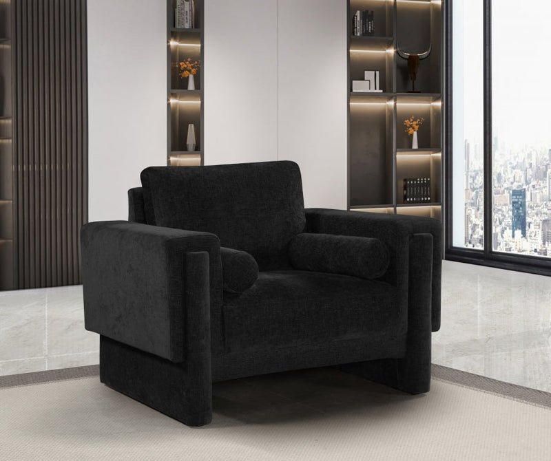 Madeline Chenille Fabric Upholstered Living Room Chair in Black - 152Black-C