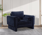 Madeline Chenille Fabric Upholstered Living Room Chair in Blue - 152Navy-C