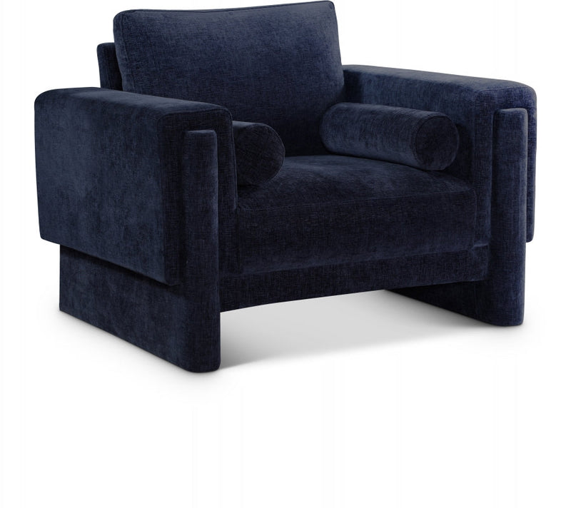 Madeline Chenille Fabric Upholstered Living Room Chair in Blue - 152Navy-C