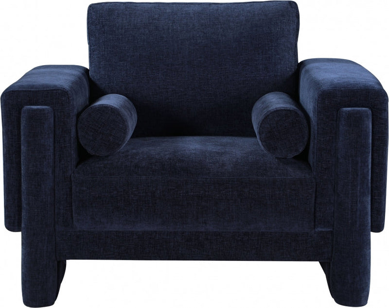 Madeline Chenille Fabric Upholstered Living Room Chair in Blue - 152Navy-C